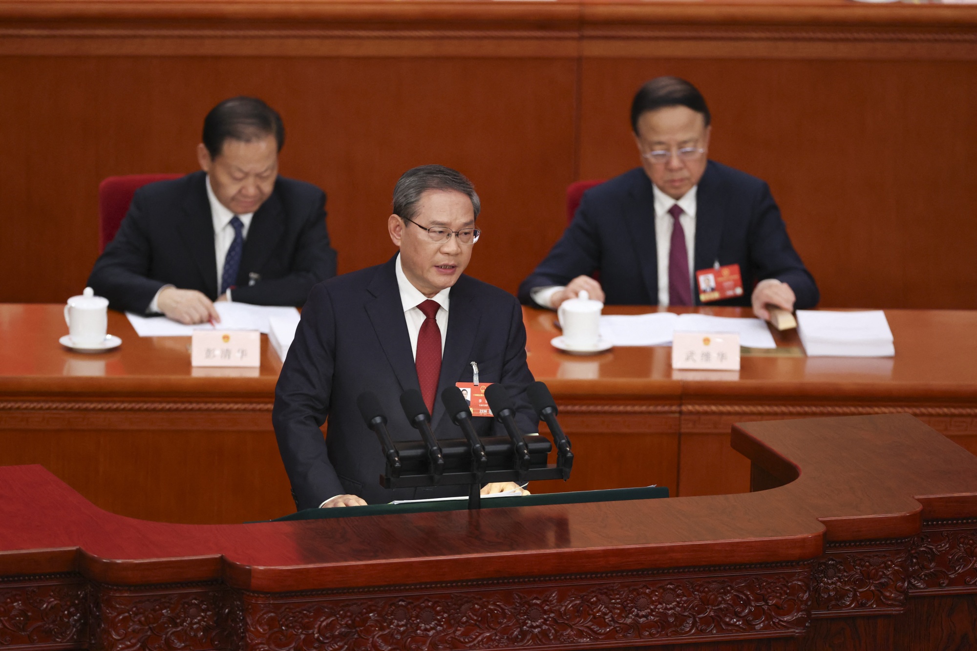 Li Qiang during the opening session of the NPC on March 5.
