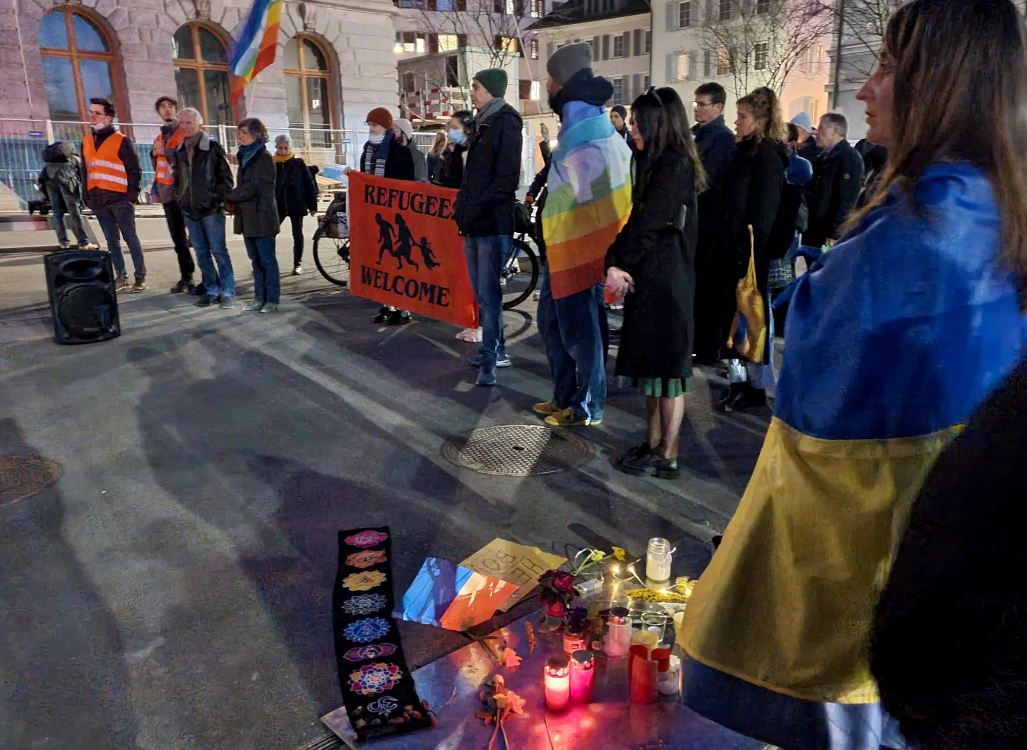 Demonstration against war and Russian businesses in Zug, Switzerland, on March 3.