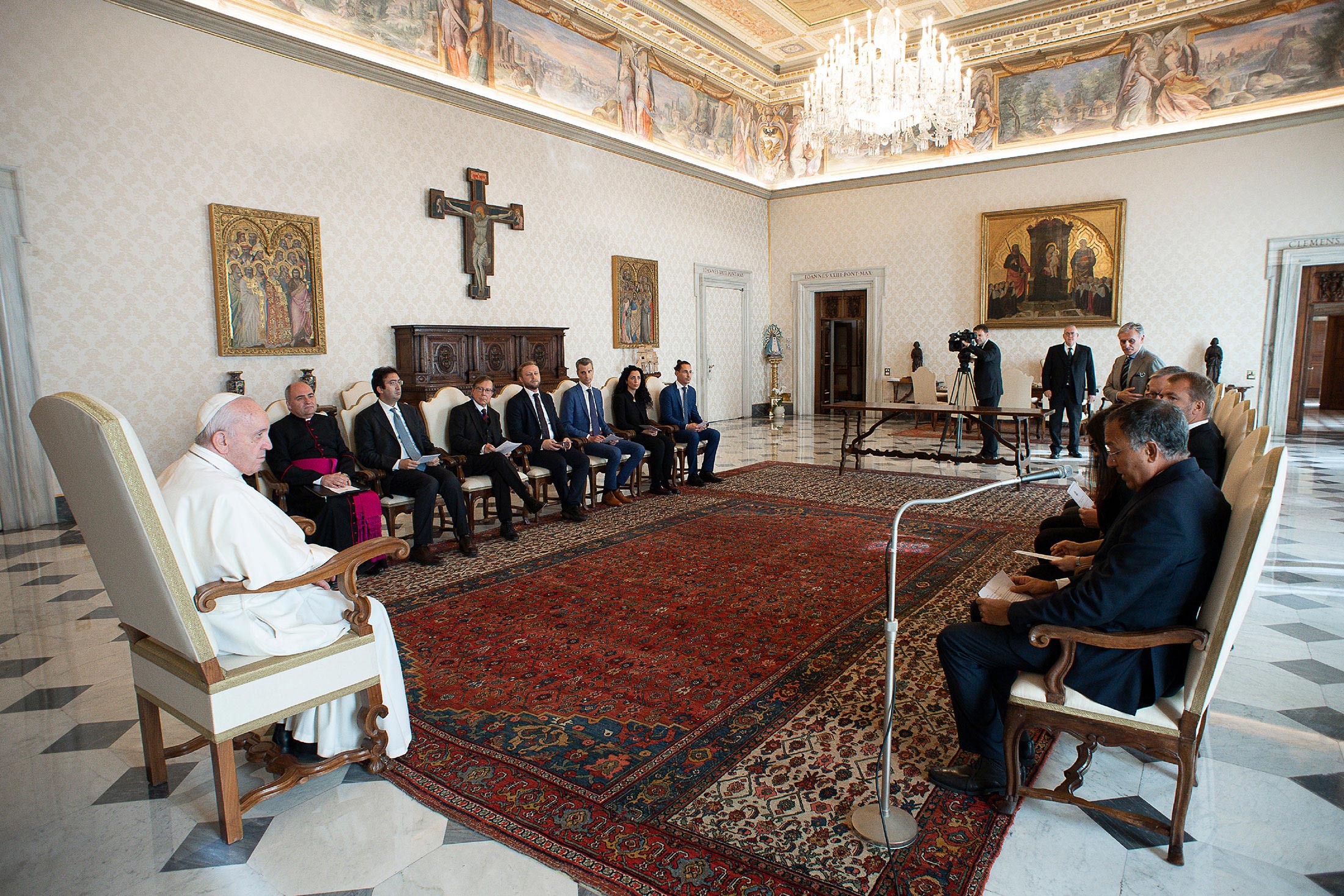 The pope met with delegates from Moneyval in October.