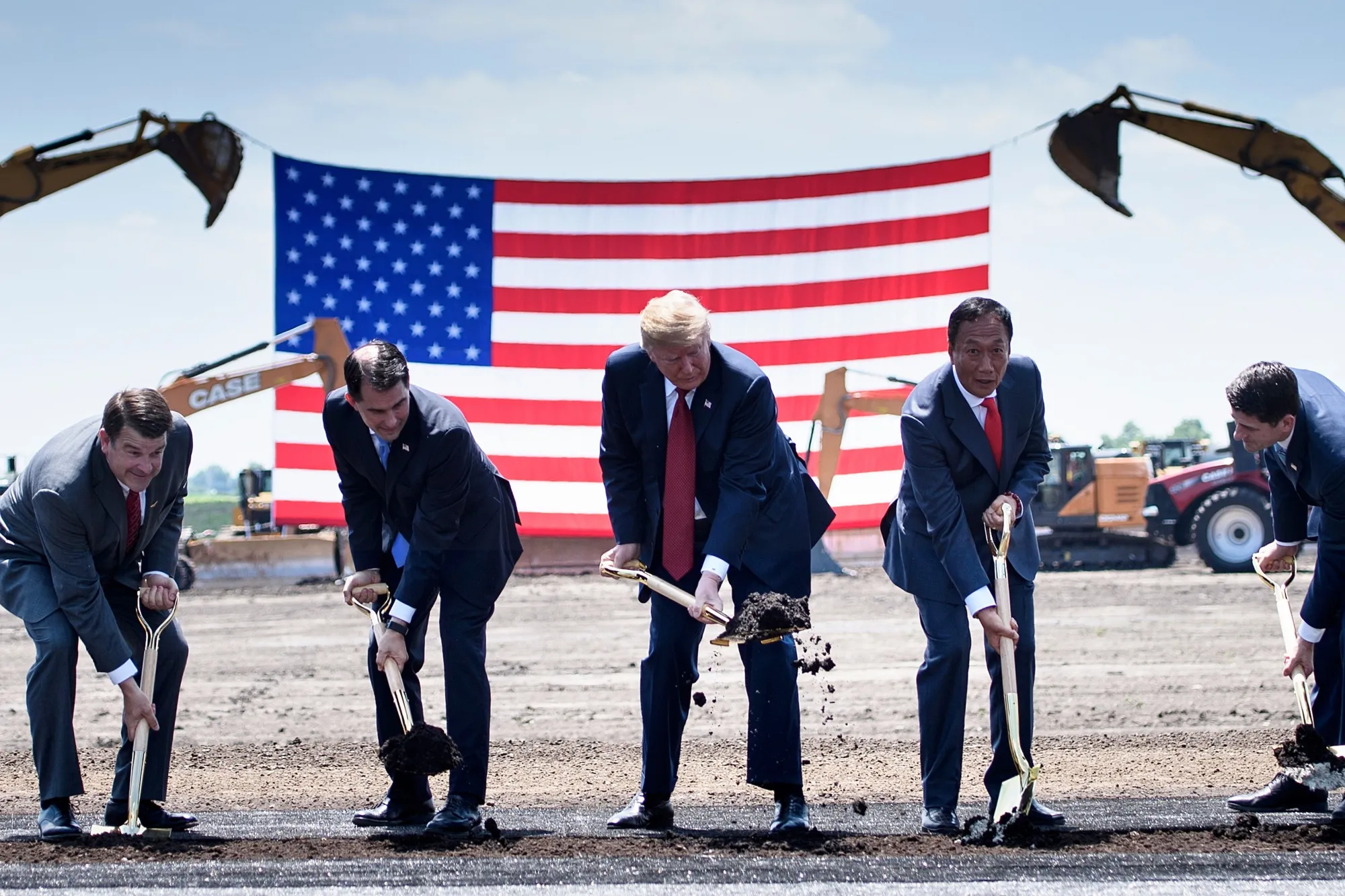 U.S. President Donald Trump participates in a groundbreaking for a Foxconn facility in Wisconsin Valley.