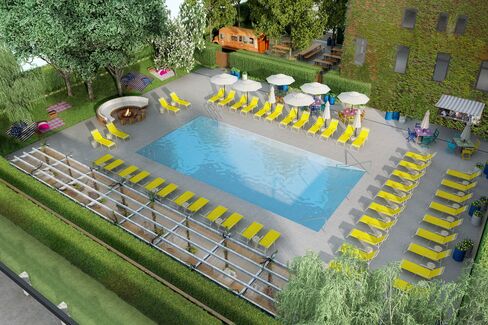 A rendering of the pool at the new Asbury hotel.