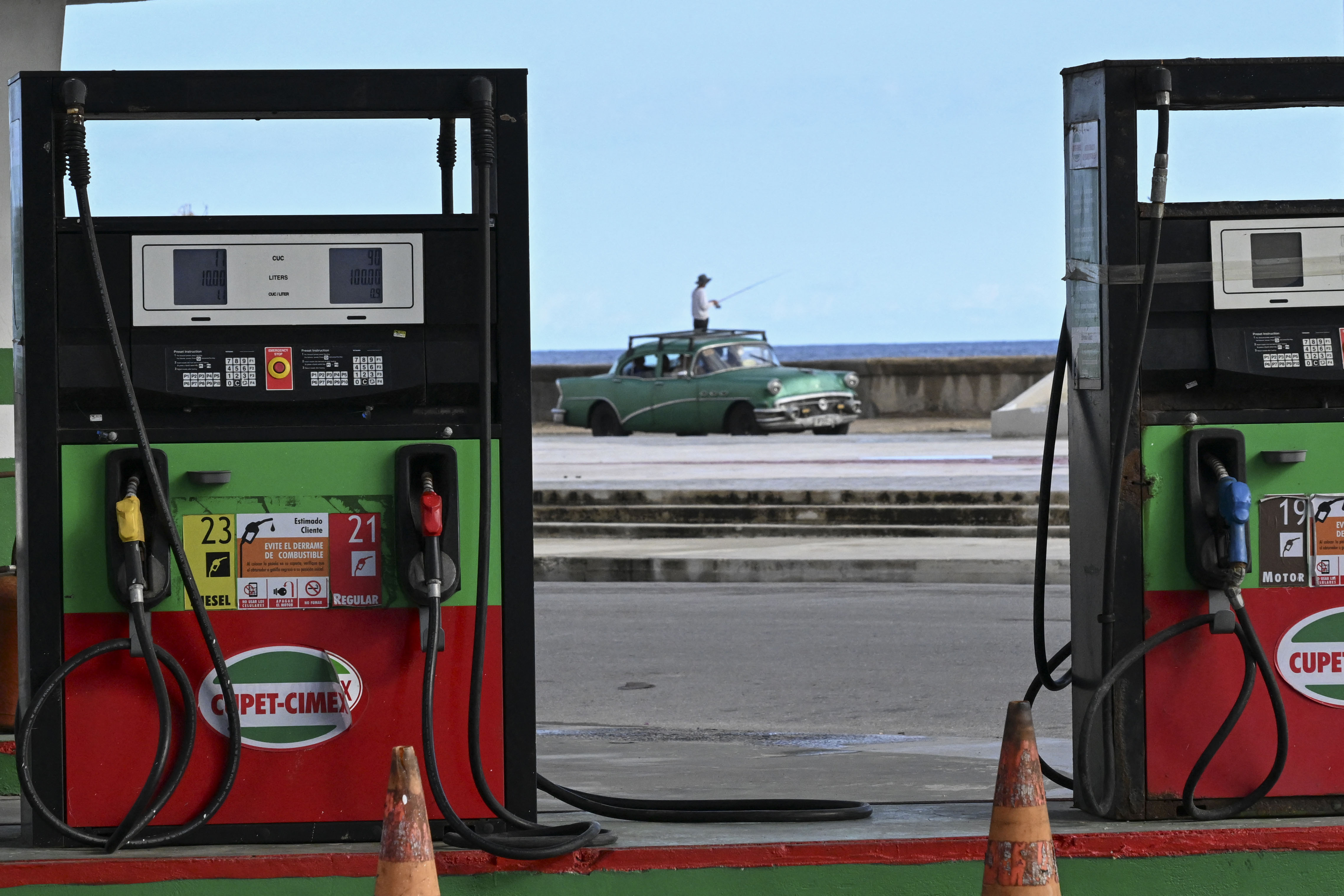 An empty gas station in Havana on May 15. Photographer: Yamil Lage/AFP/Getty Images