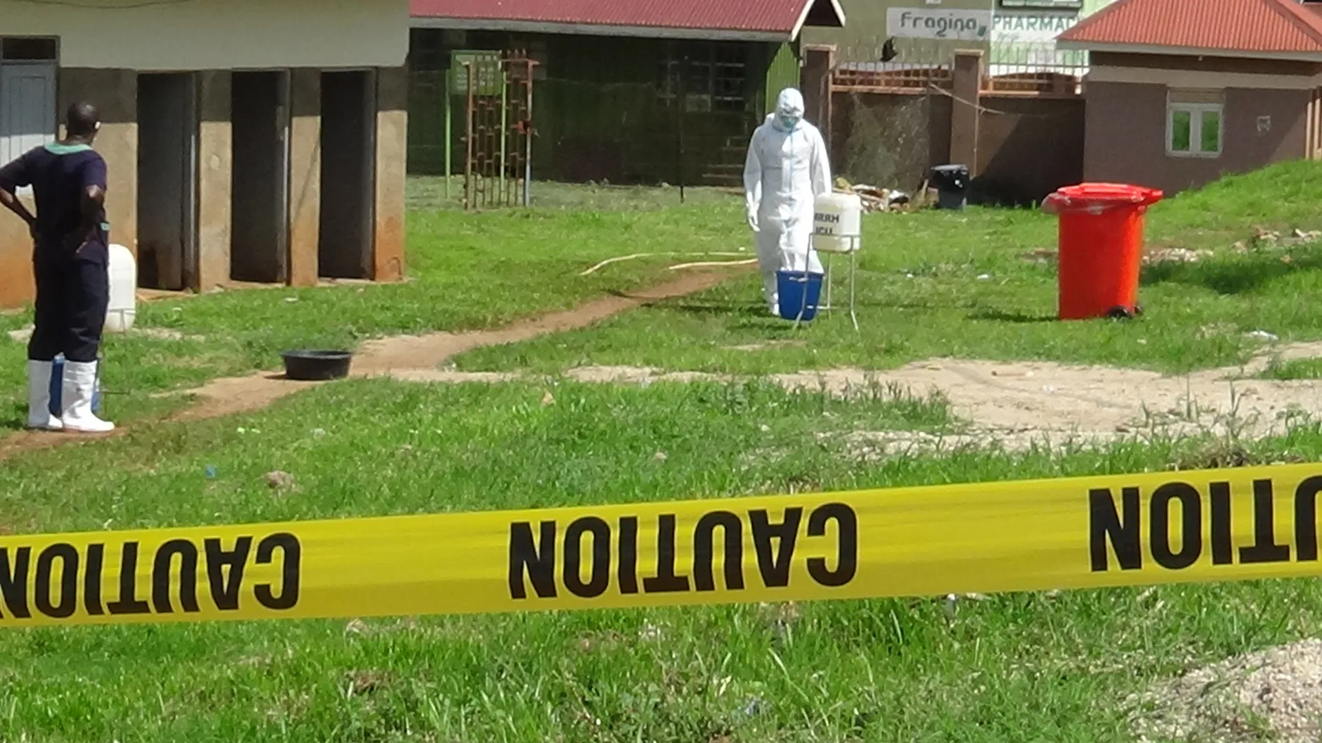 Health measures are taken at Mubende Regional Referral Hospital after an outbreak of Ebola in Mubende, Uganda on Sept. 20.