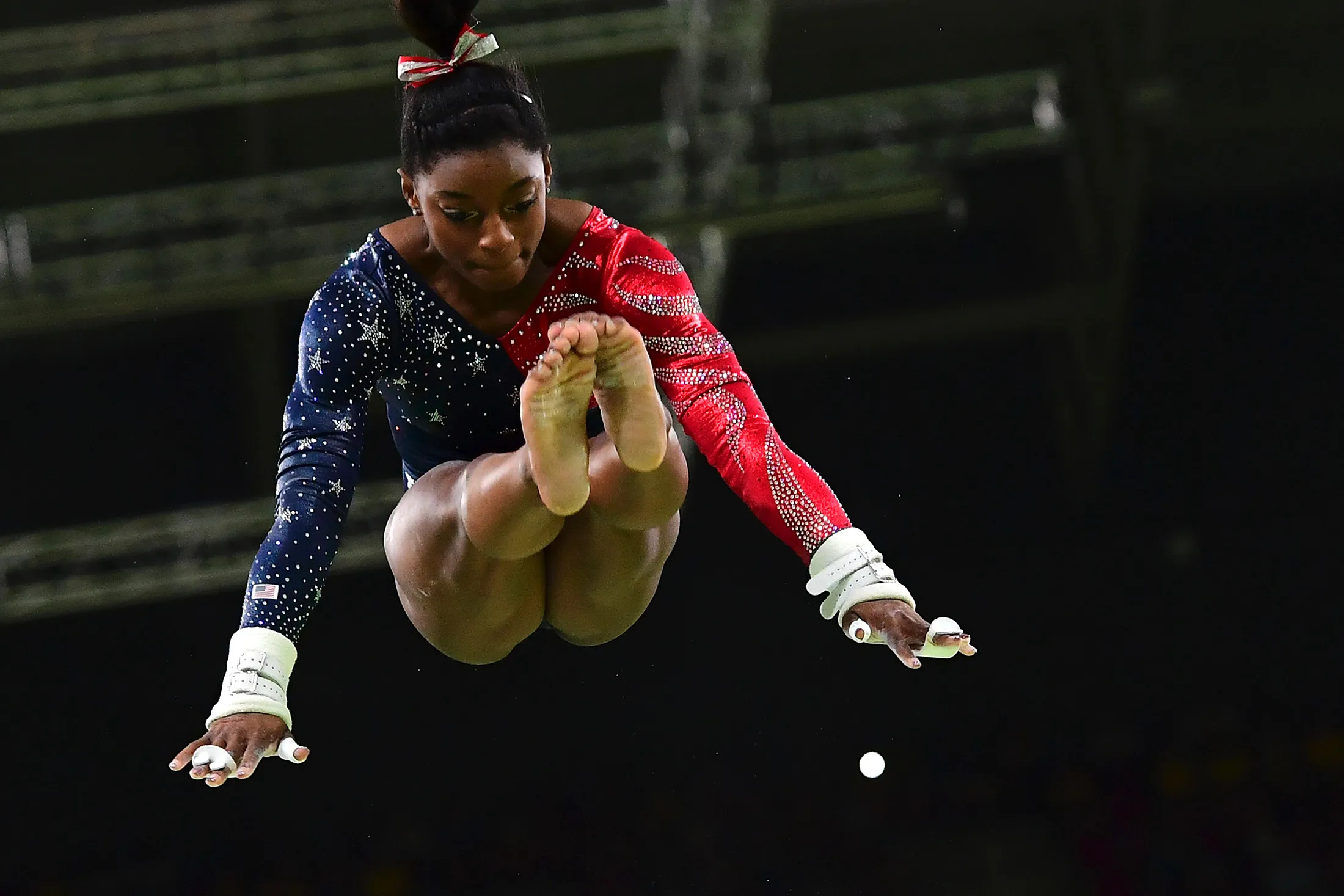 U.S. gymnast Simone Biles competes in the qualifying round for the women's Uneven Bars event in Rio on Aug. 7.
