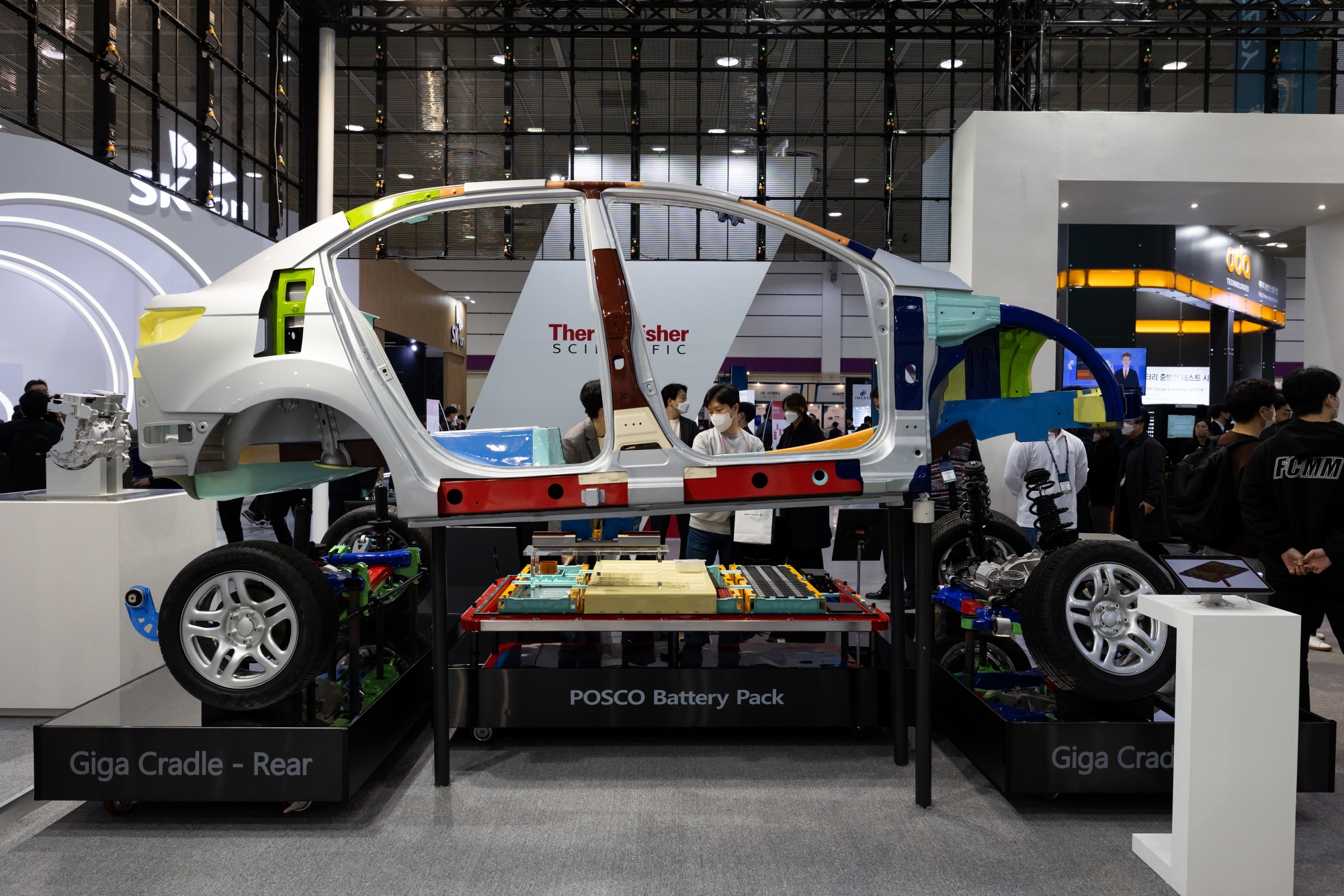 A Posco Chemical Co. battery pack for electric vehicle displayed at the InterBattery exhibition in Seoul, earlier in&nbsp;March