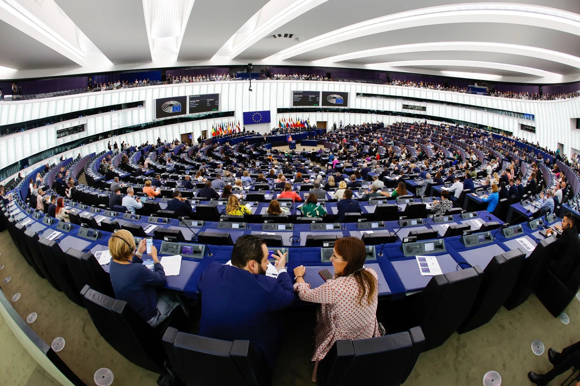 Ursula von der Leyen, president of the European Commission, delivers her state of the union address to the European Parliament in Strasbourg on&nbsp;Sept. 13, 2023.&nbsp;&nbsp;
