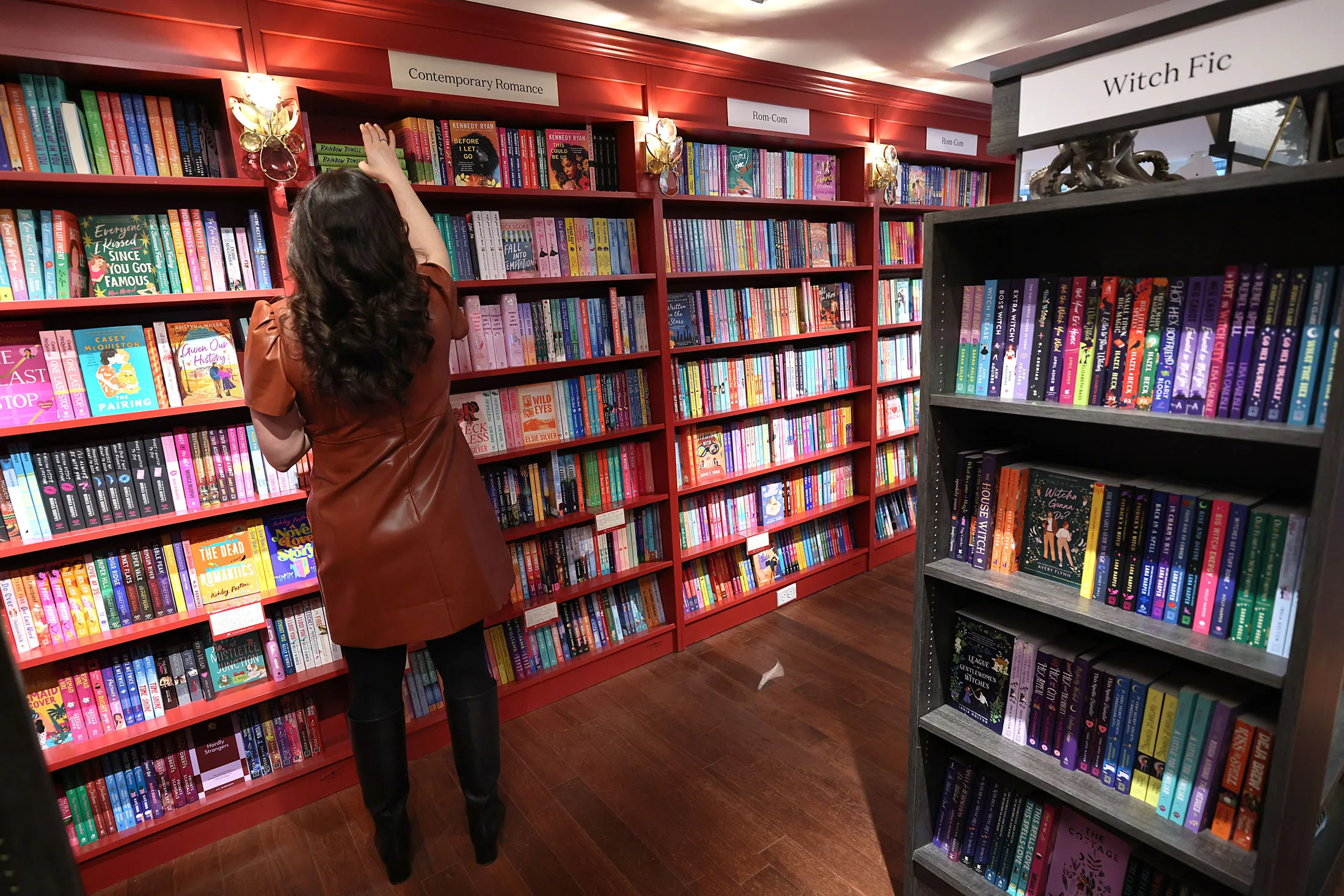 The shelves at Lovestruck Books, a romance bookstore. The romantasy subgenre has become big business.&nbsp;