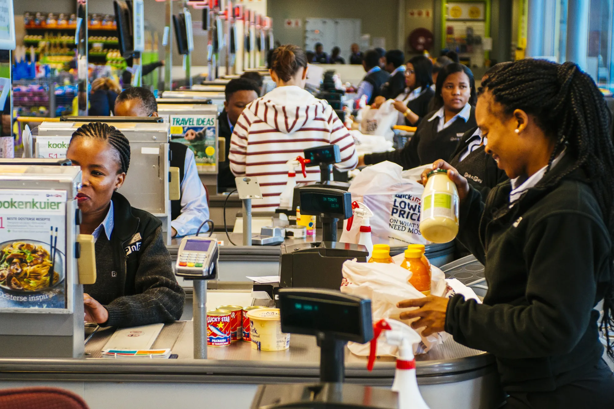 Check out area inside a Pick n Pay Stores Ltd. supermarket in Johannesburg, South Africa.