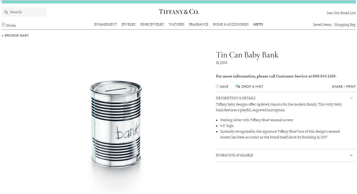 tiffany and co tin can