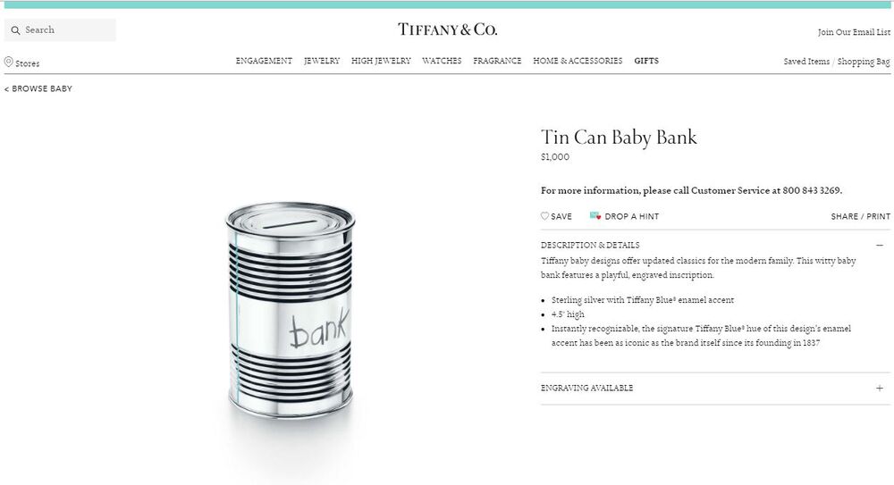 tiffany & co tin can