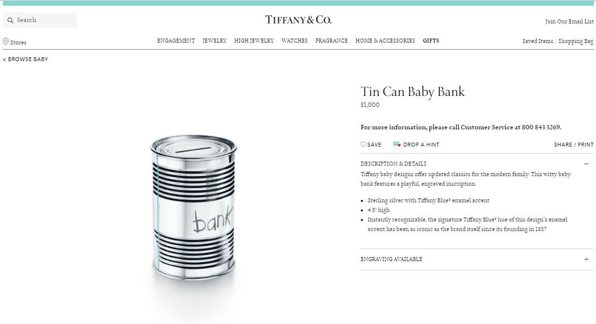 sterling silver tin can tiffany