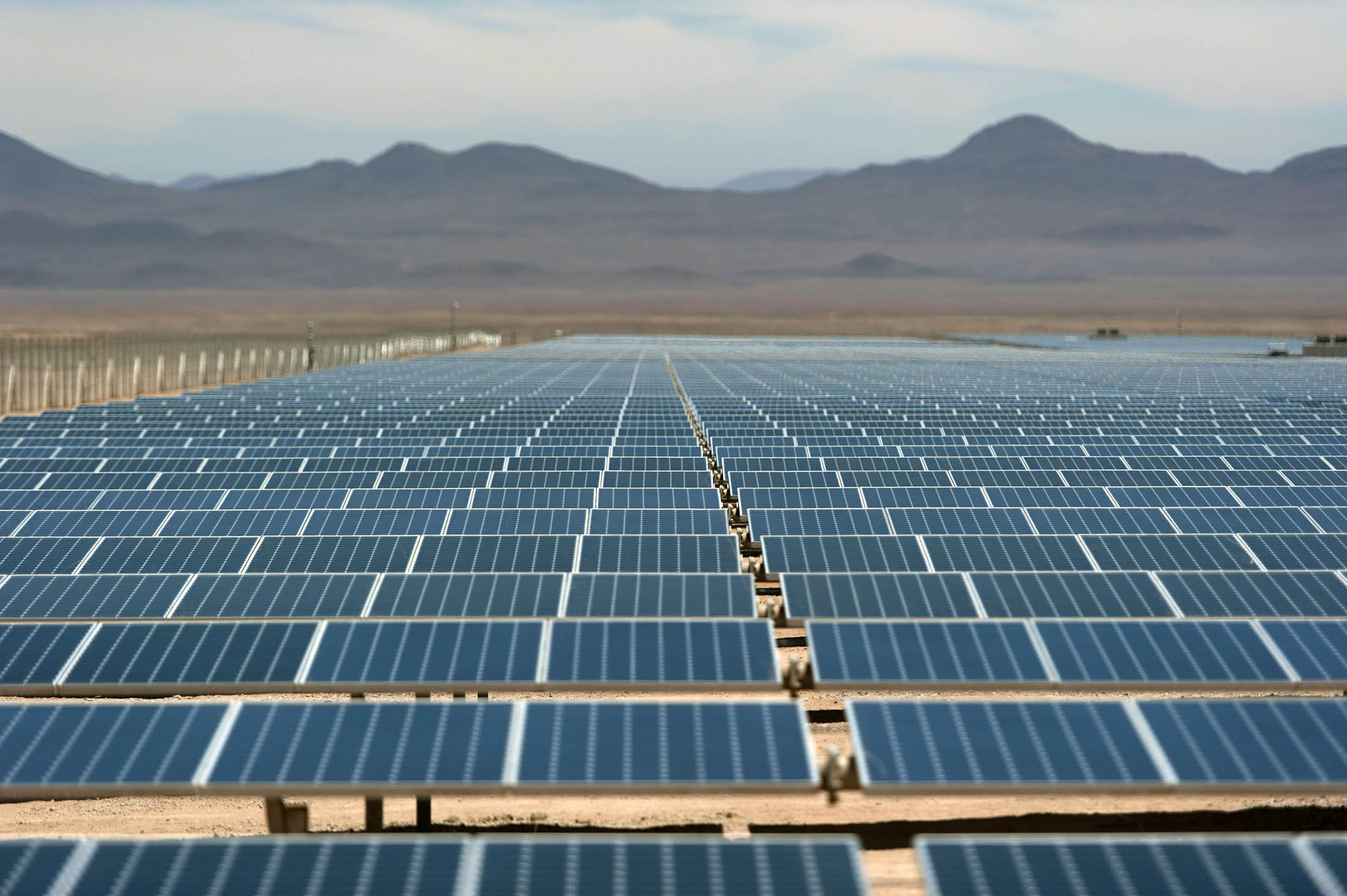 A solar farm in the Atacama desert, northern Chile.
