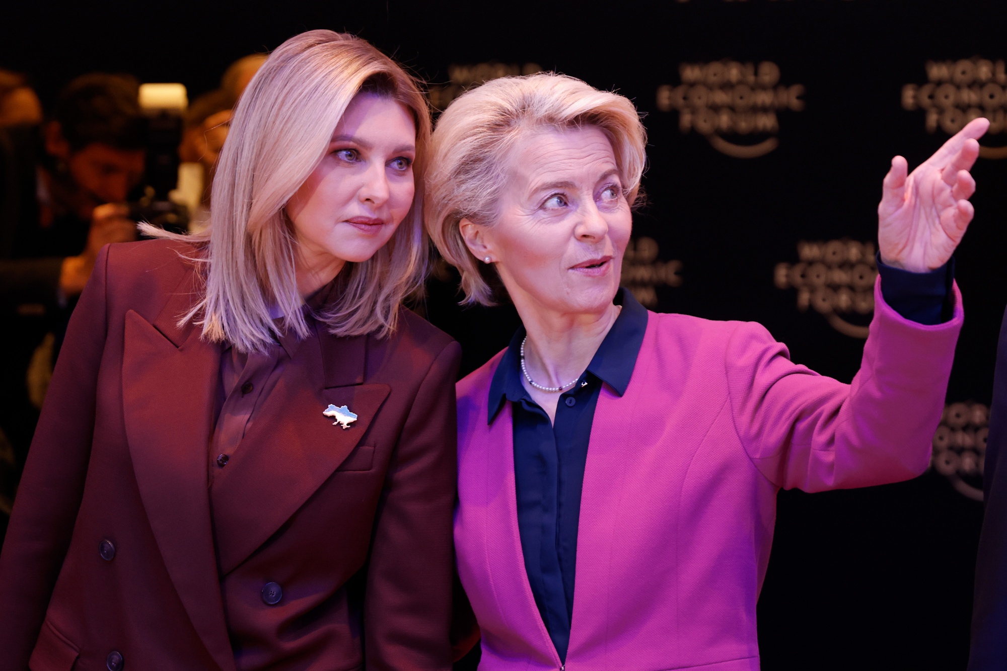 Olena Zelenska, left, and Ursula von der Leyen in Davos on Jan. 17.