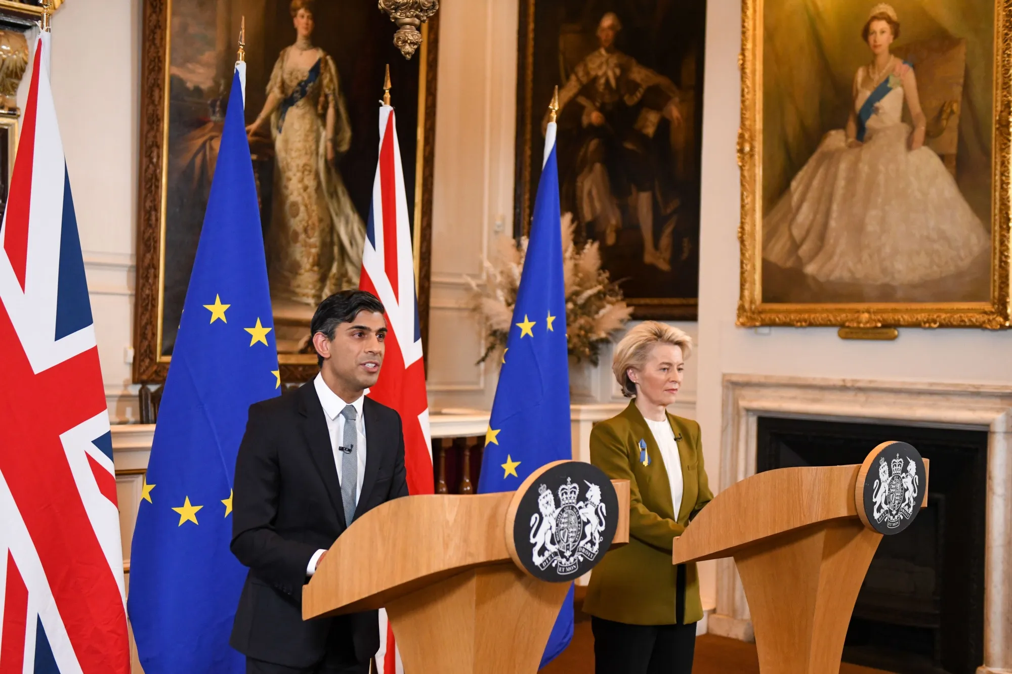 Rishi Sunak&nbsp;and Ursula von der Leyen during a news conference&nbsp;in Windsor, UK in February.