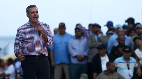 Luis Abinader speaks at a rally on May 13.