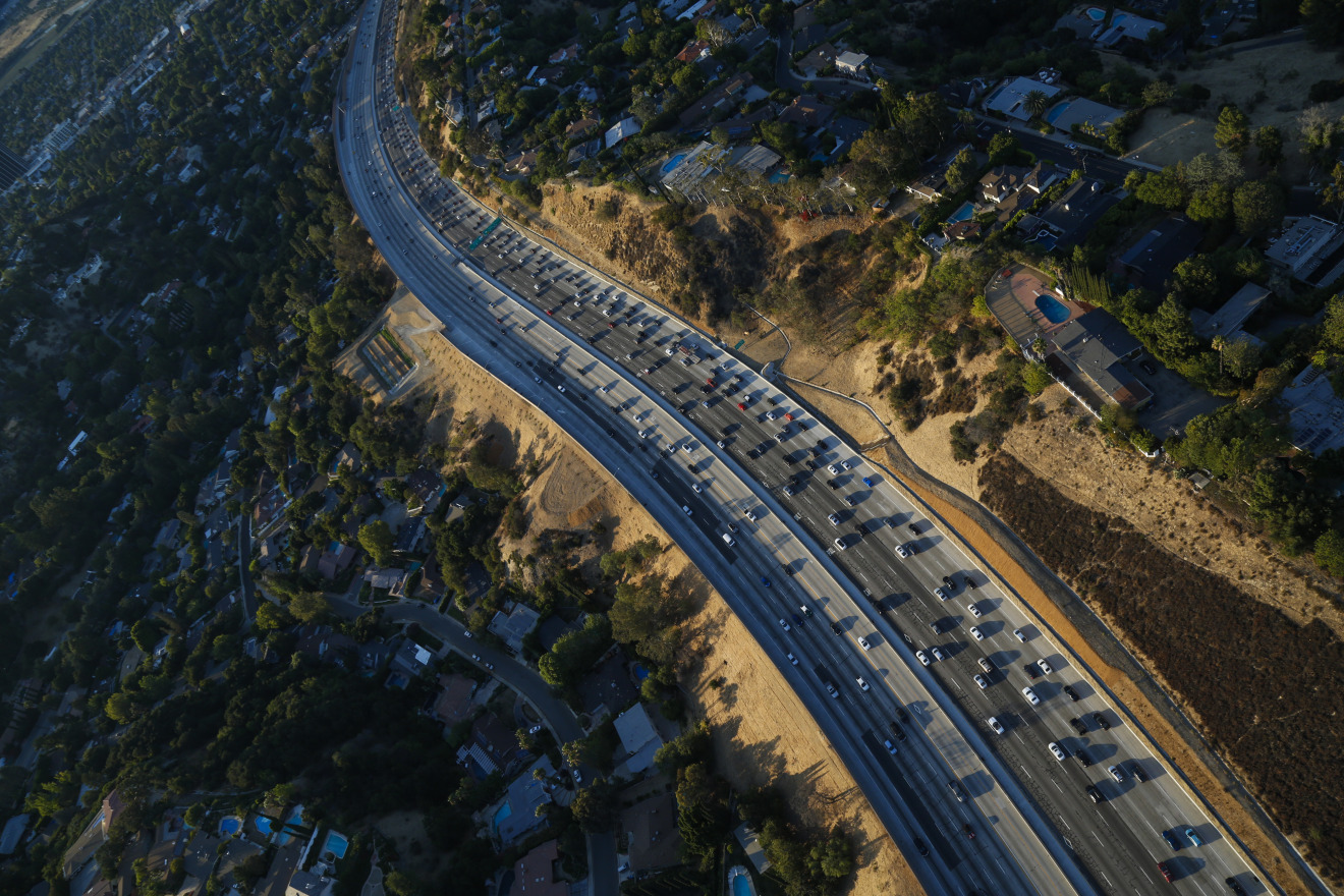 Aerial Views Of Rush Hour Traffic