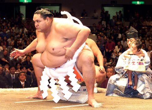 Size is relative: sumo wrestler Akebono.