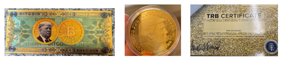 Images of some of the Trump Bucks products provided by the Manhattan US Attorney’s Office.