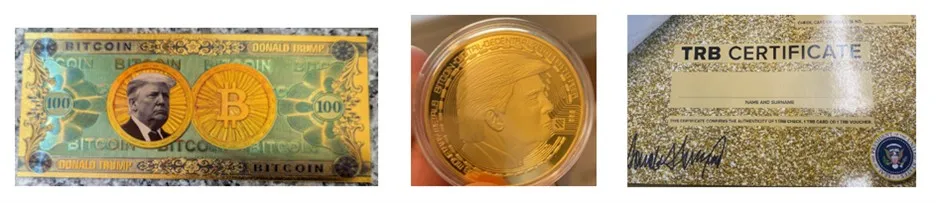 Images of some of the Trump Bucks products provided by the Manhattan US Attorney’s Office.