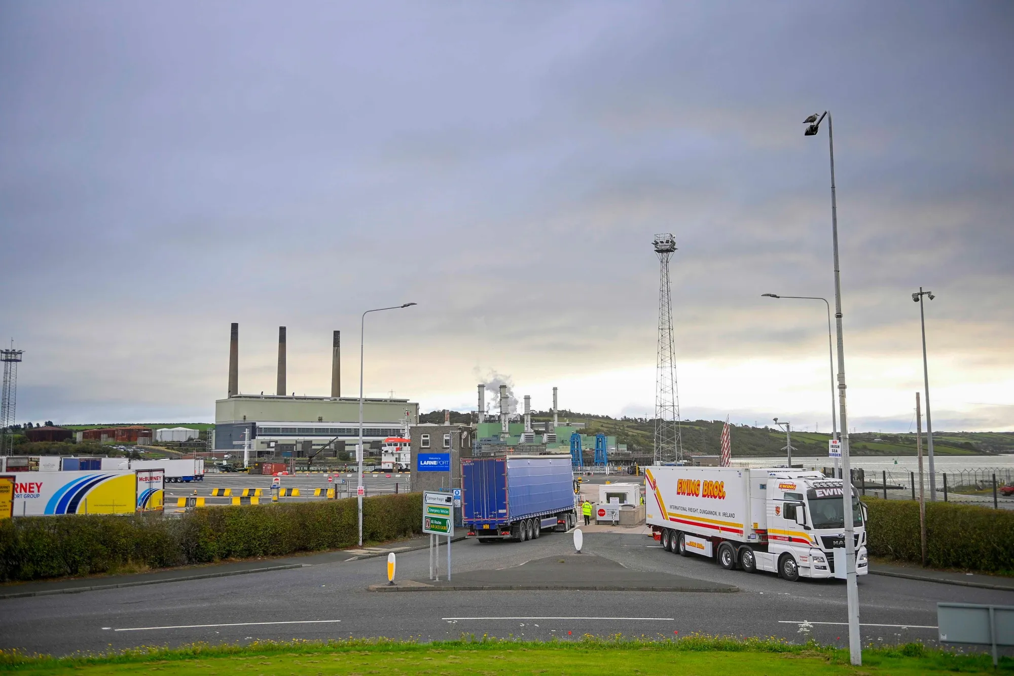 Trucks at&nbsp;Larne Port in Northern Ireland, U.K., on Oct. 12.