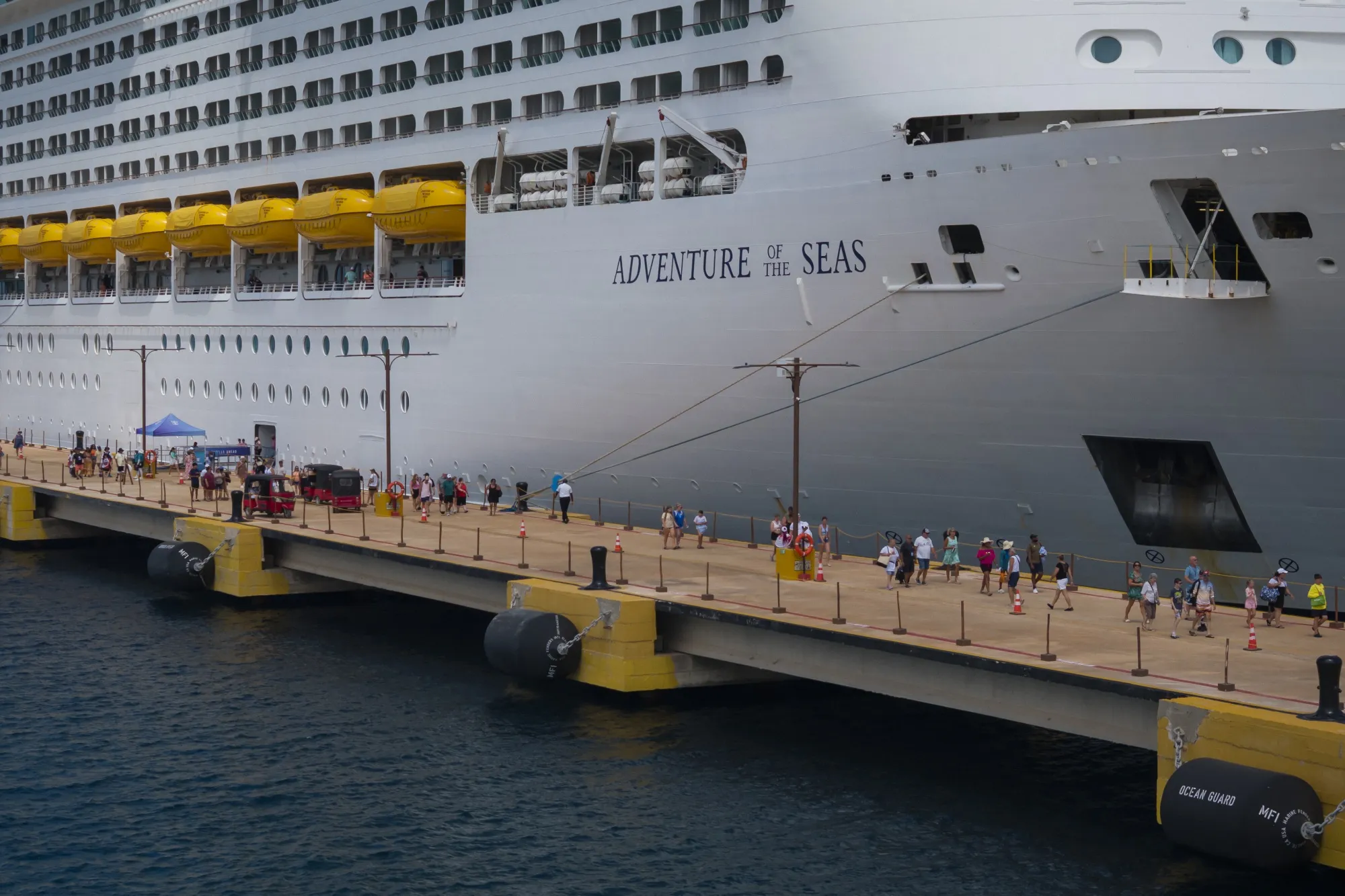 Tourists disembark from a Royal Caribbean&nbsp;cruise ship in Cabo Rojo, Pedernales Province, Dominican Republic.
