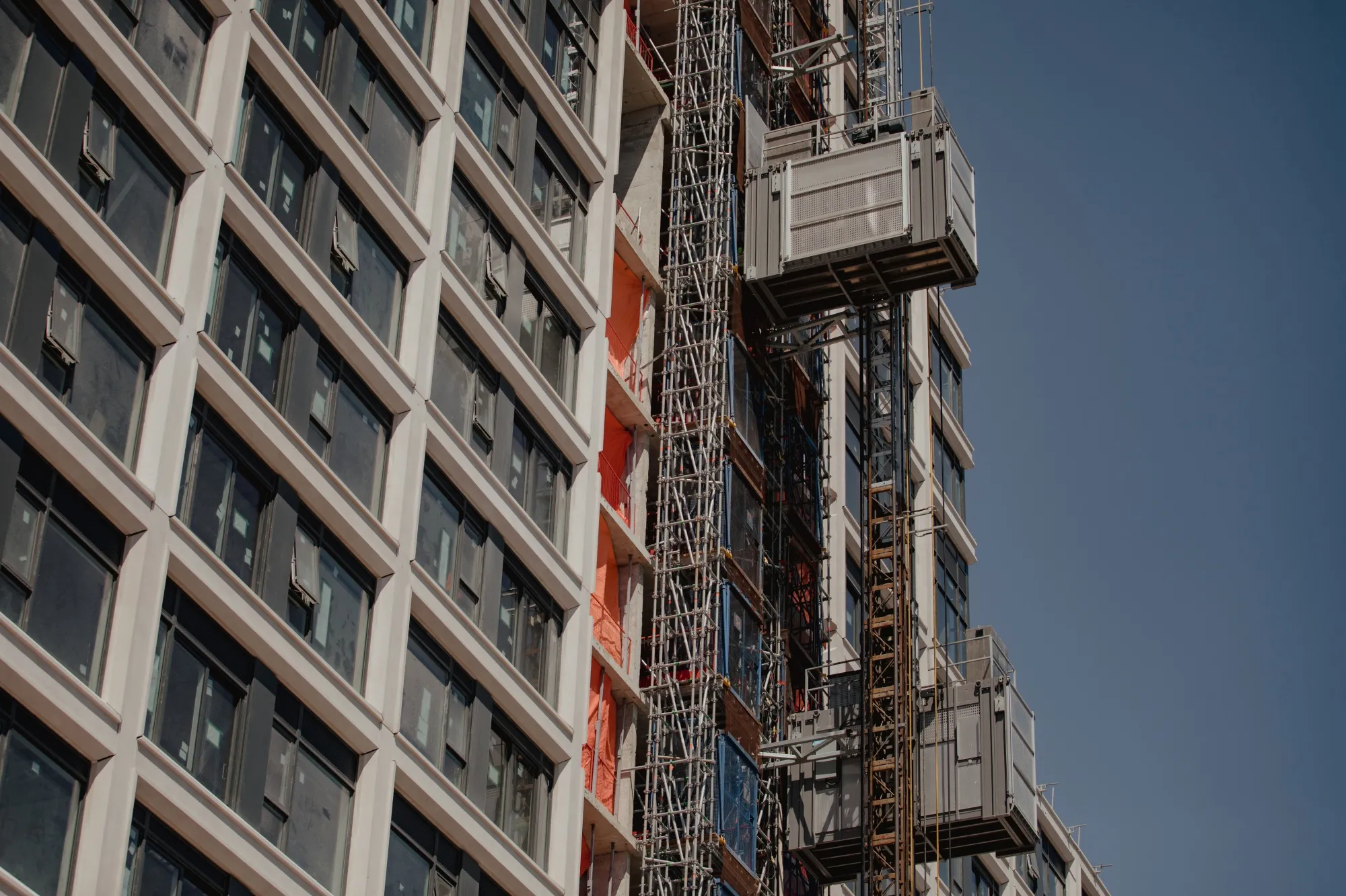 A residential building under construction in in Toronto, Ontario, Canada.