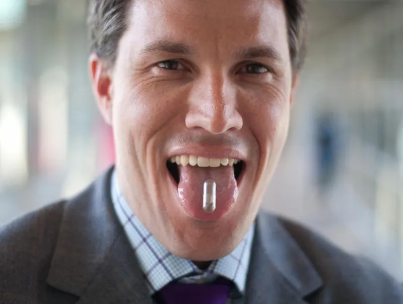 Christopher Bettinger, a Carnegie Mellon associate professor, is developing a nontoxic battery small enough to fit in a pill and power internal medical devices.
