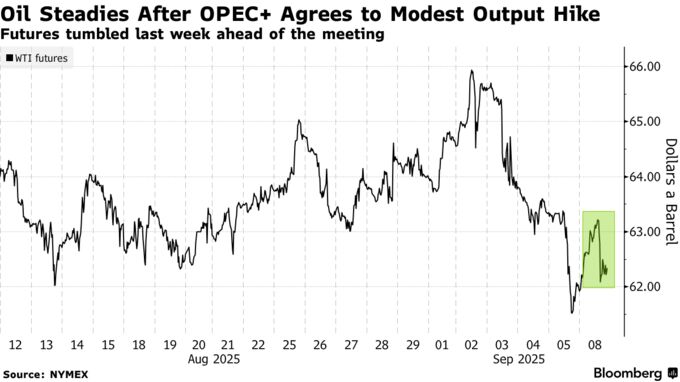 Oil Steadies After OPEC+ Agrees to Modest Output Hike | Futures tumbled last week ahead of the meeting