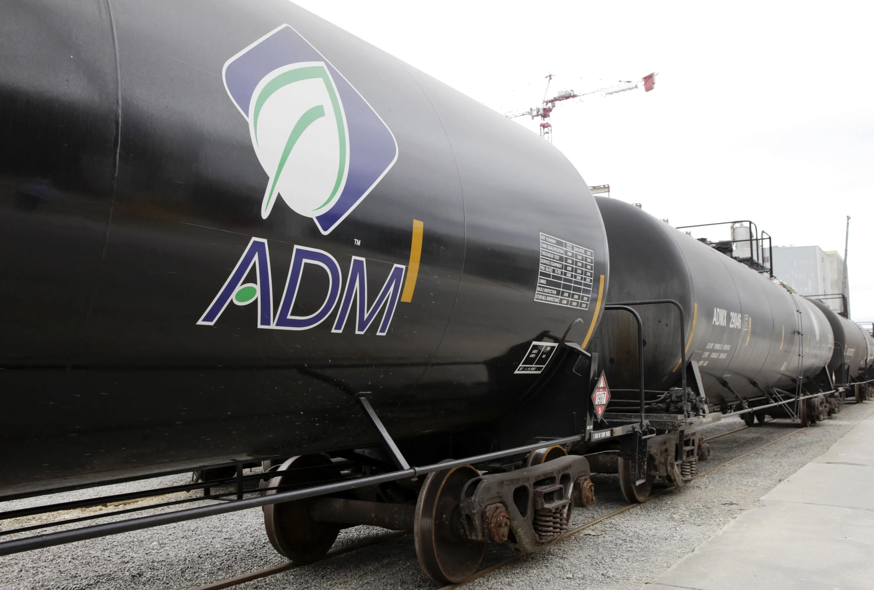 Rail cars filled with ethanol outside an Archer Daniels Midland Co. facility in Decatur, Illinois.