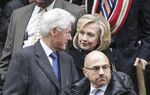 NEW YORK, UNITED STATES - JANUARY 06: Former President of U.S. Bill Clinton (Rear L) and his wife former secretary of the state Hillary Rodham Clinton (Rear R) are seen during the during the funeral of the New York's former Governor Mario Cuomo, who died in New Year’s Day at the age of 82, in New York, NY, United States on January 06, 2015.
