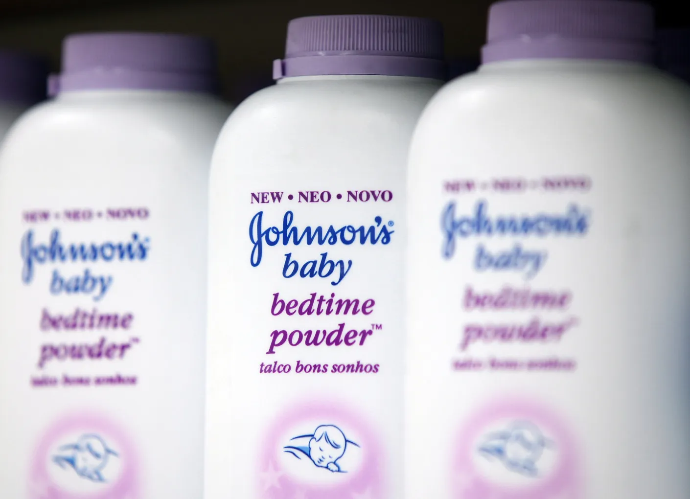 Bottles of Johnson & Johnson baby powder.