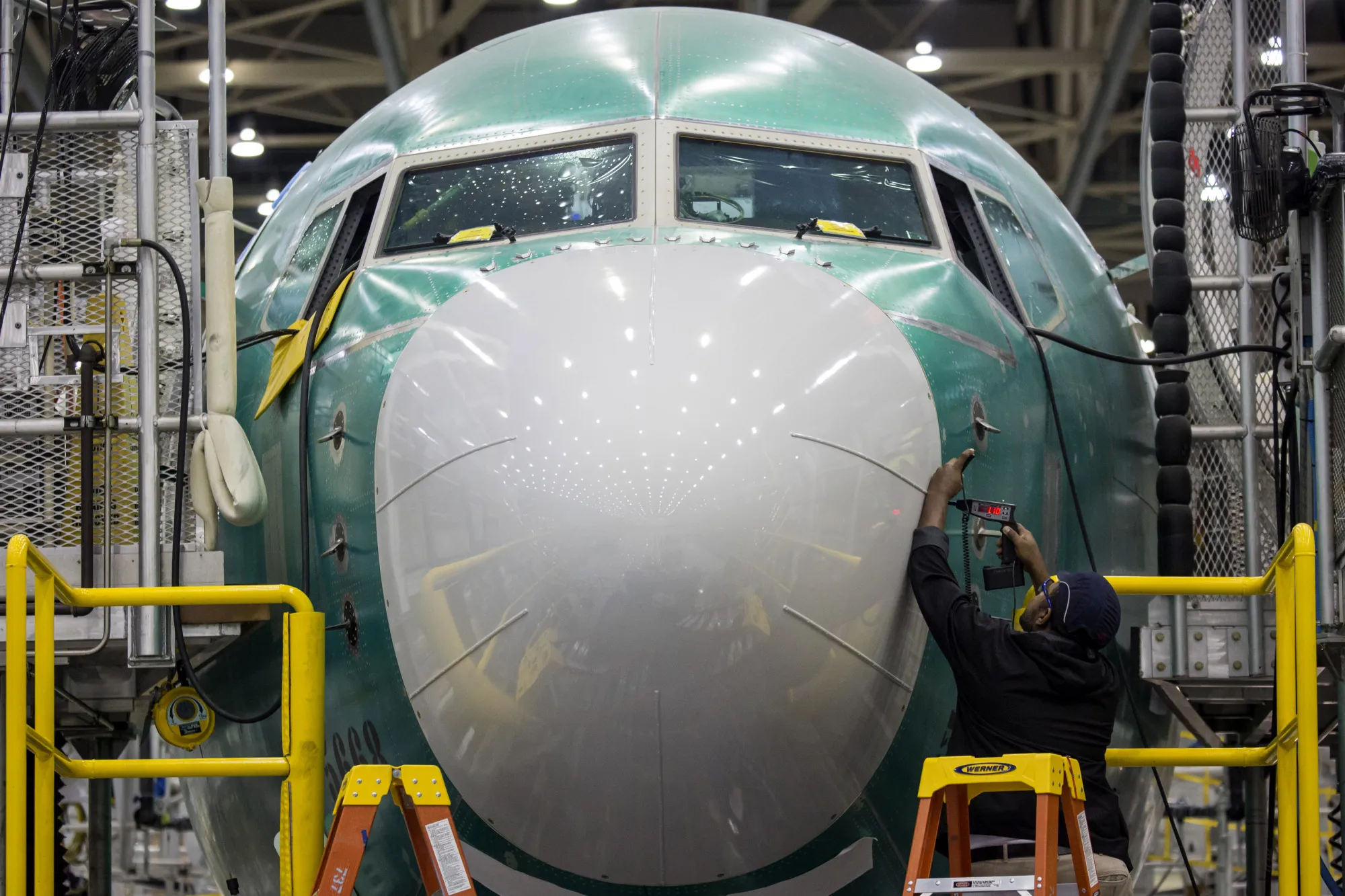 A Boeing 737 Max 8 passenger jet.