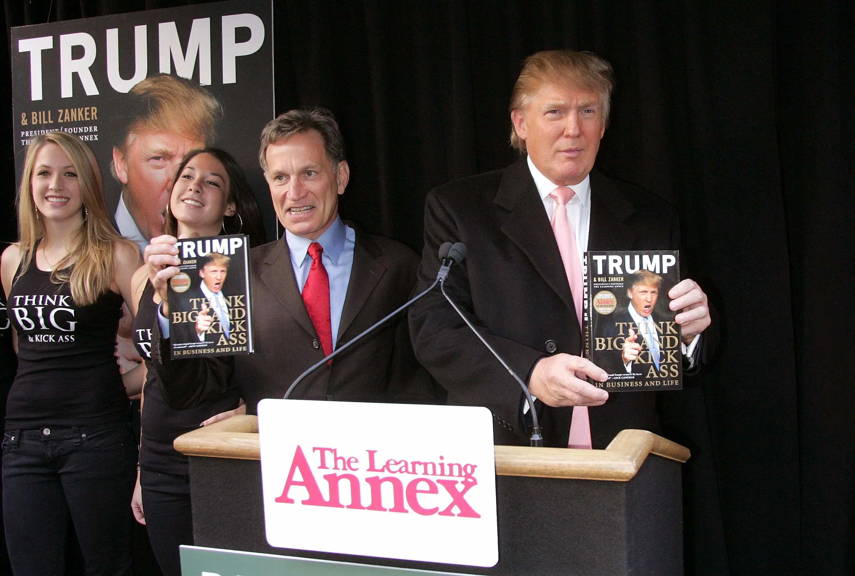 Bill Zanker, left, and Donald Trump during the “Think Big and Kick Ass” book signing at Barnes & Noble in New York in 2007.