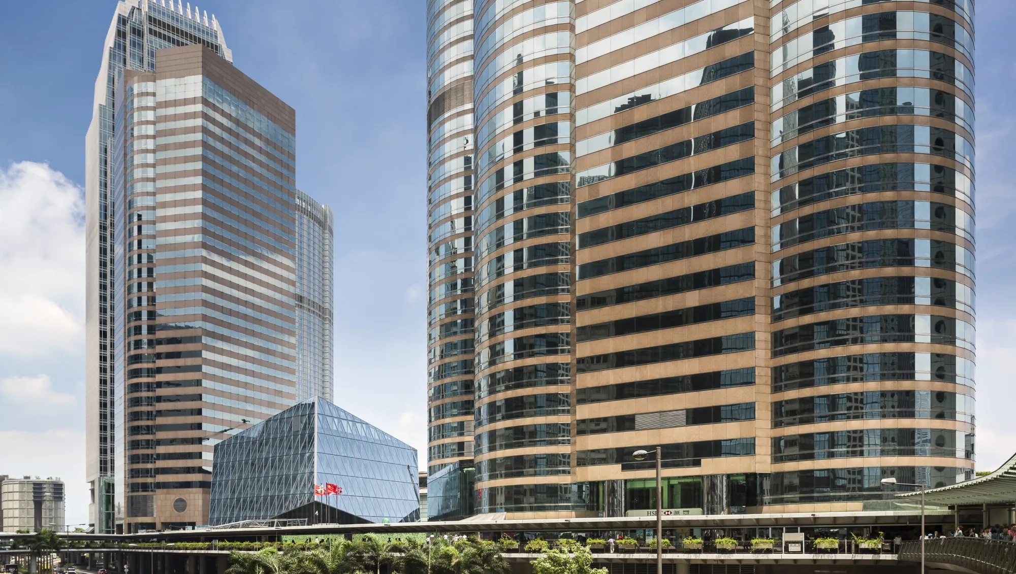 Three Exchange Square, left, in Hong Kong.