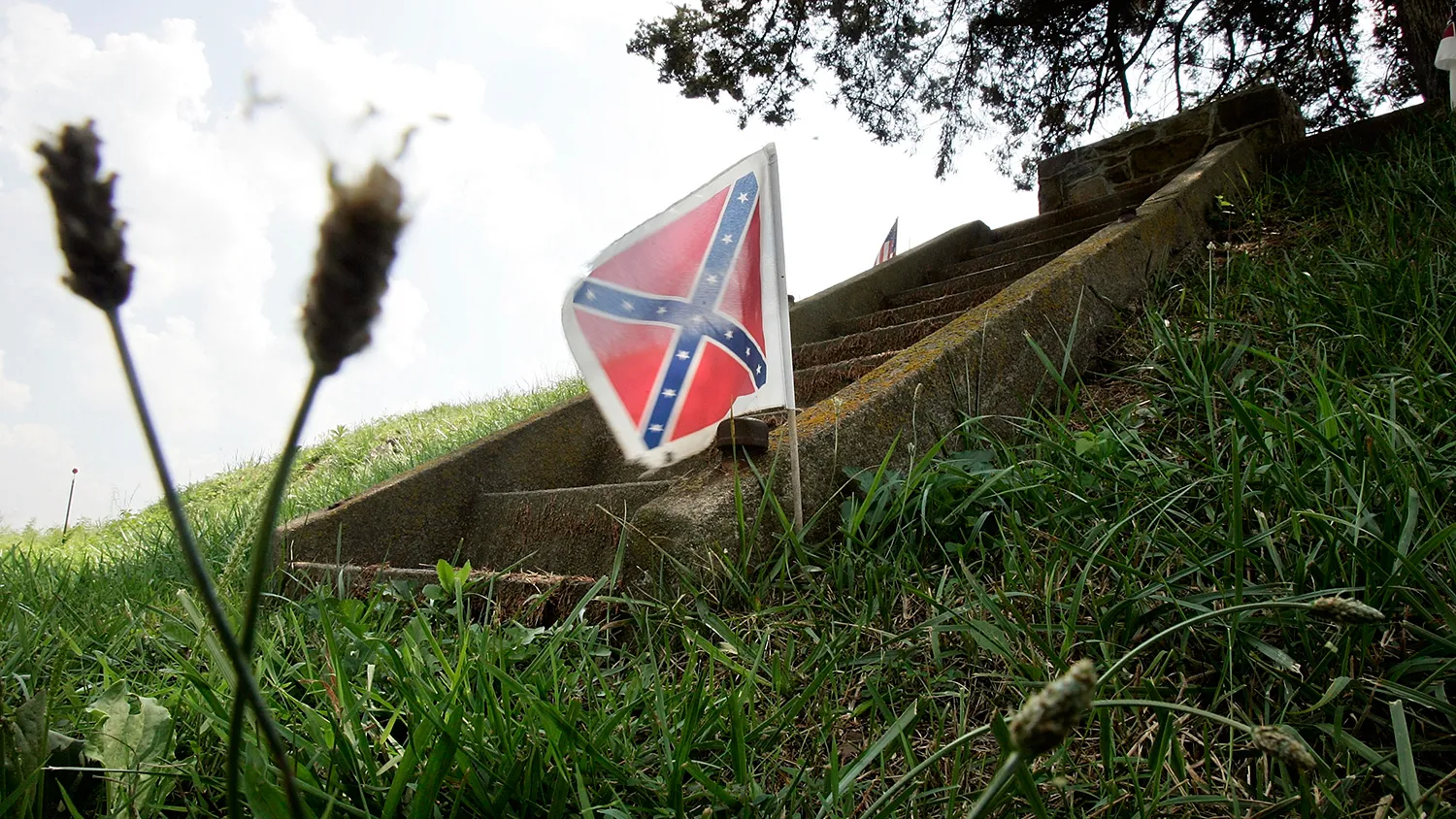 A Confederate flag is seen flying at a roadside August 18, 2005 in Brandy Station, Virginia Brandy Station was the location of the bloodiest cavalry fight in the Civil War history.
