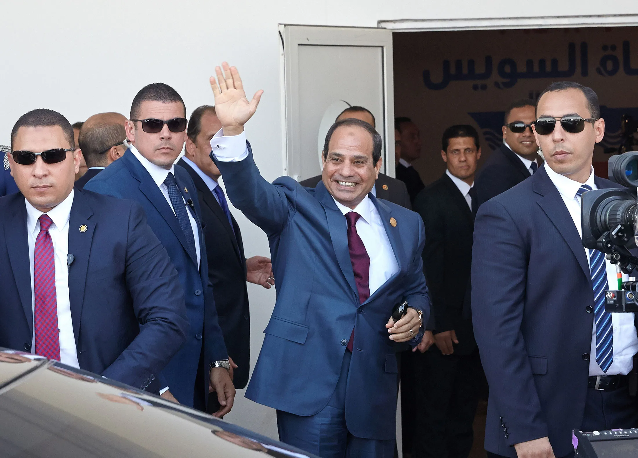 Egyptian President Abdel-Fattah El-Sisi arriving for the opening ceremony of the New Suez Canal, in Ismailia, Egypt, on Aug. 6, 2015.
