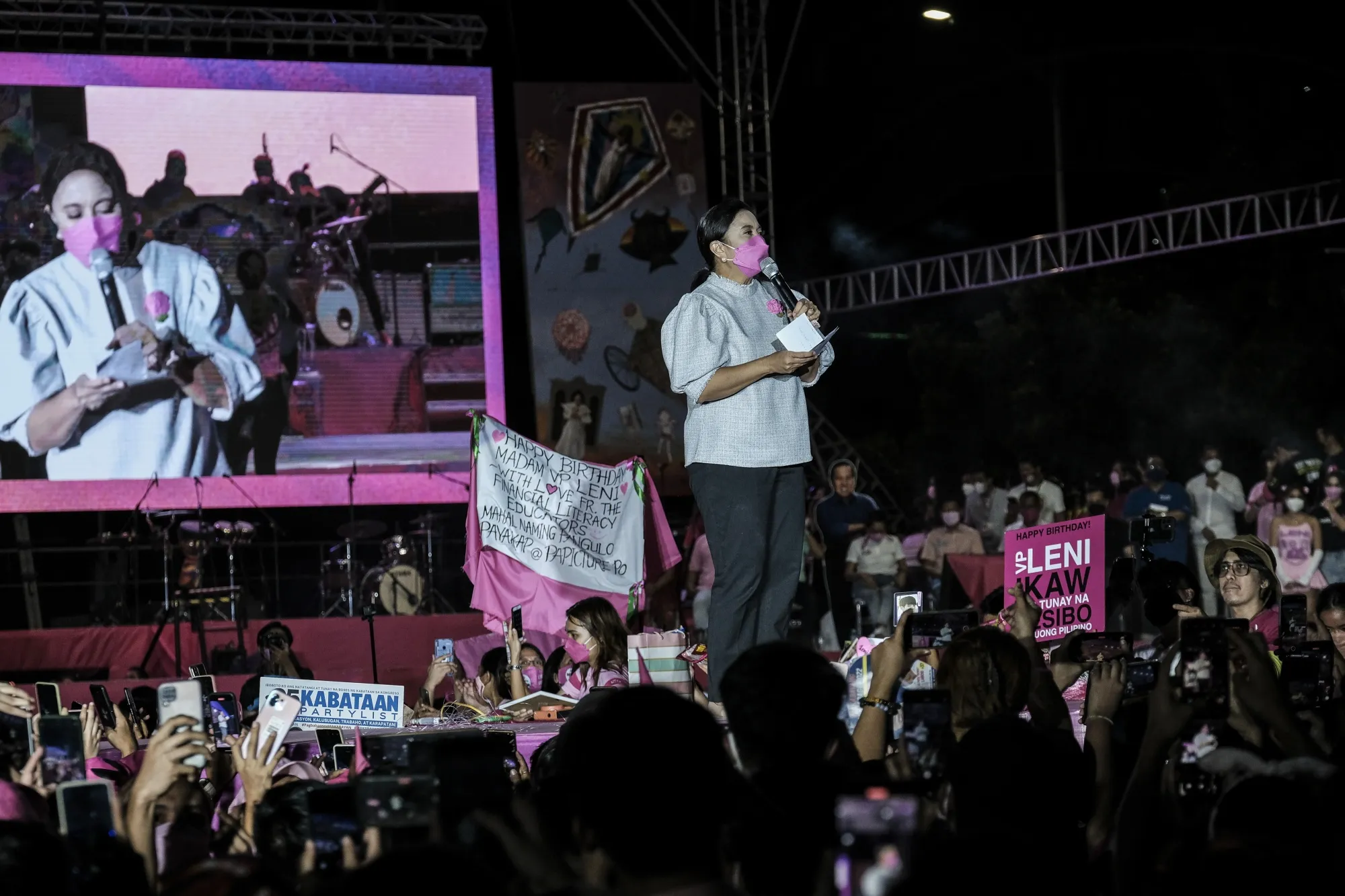 Leni Robredo during a campaign rally in Pasay City on April 23.