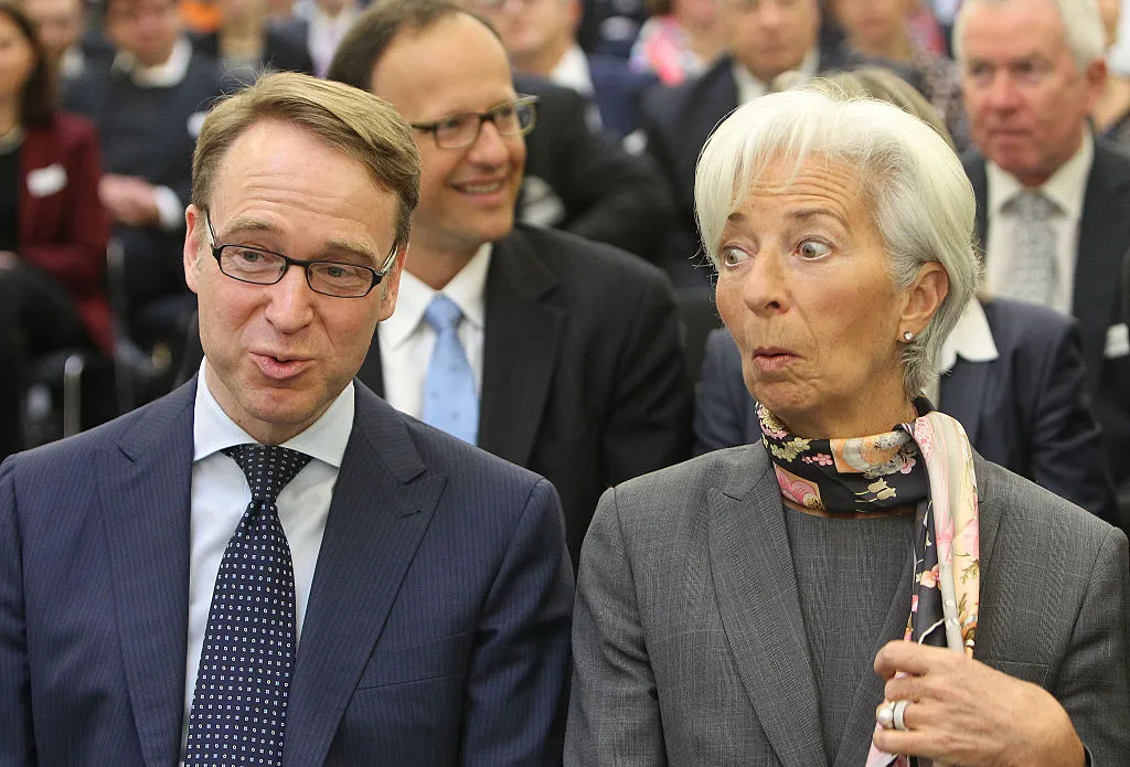 Weidmann with Lagarde in 2016, before she became head of the ECB