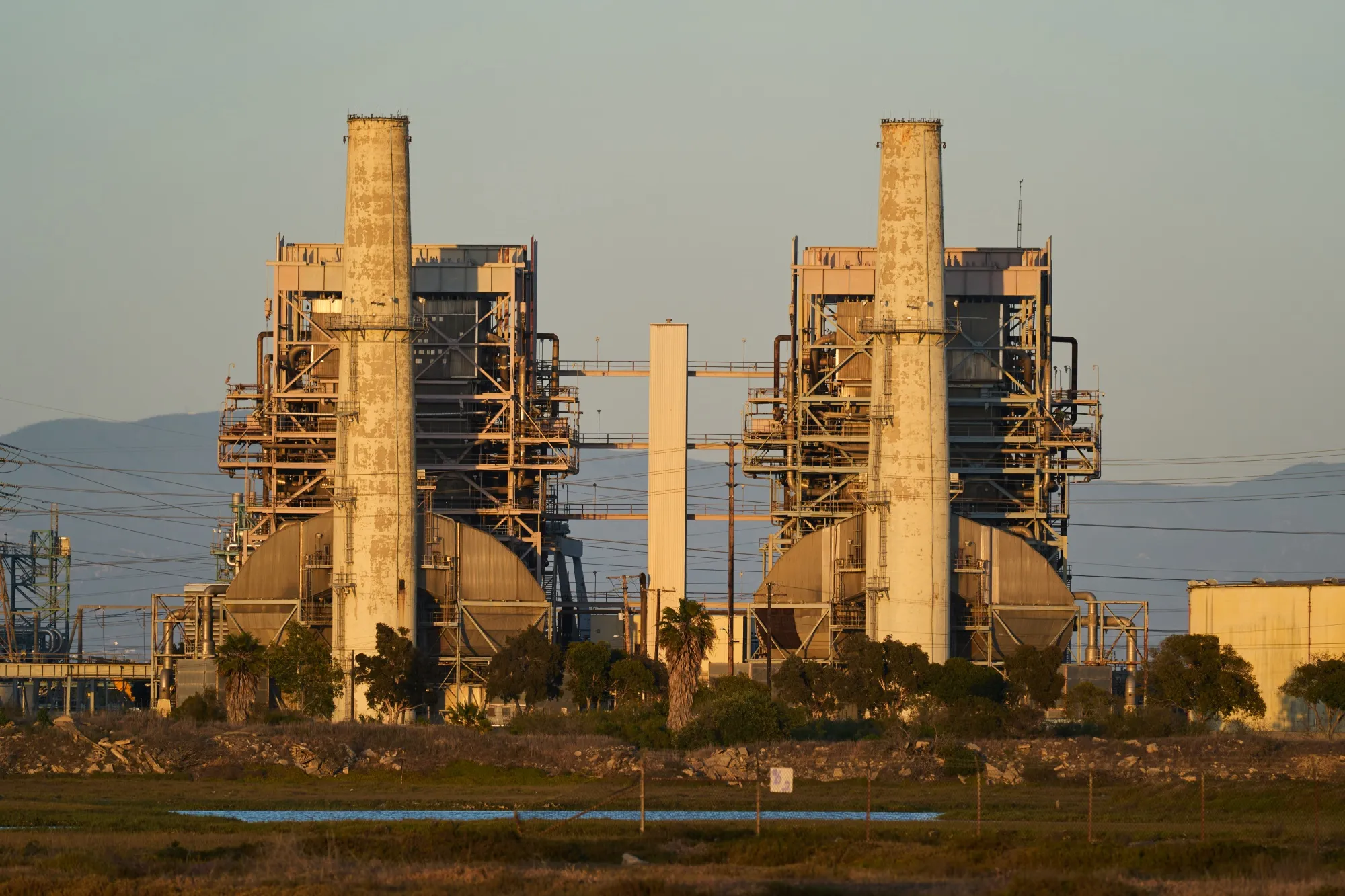 The Alamitos Energy Center natural gas fired power station from Seal Beach, California, U.S.