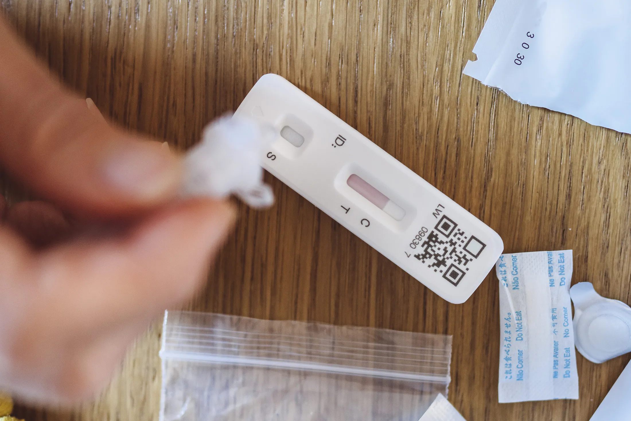 A Covid-19 rapid self-test at home.