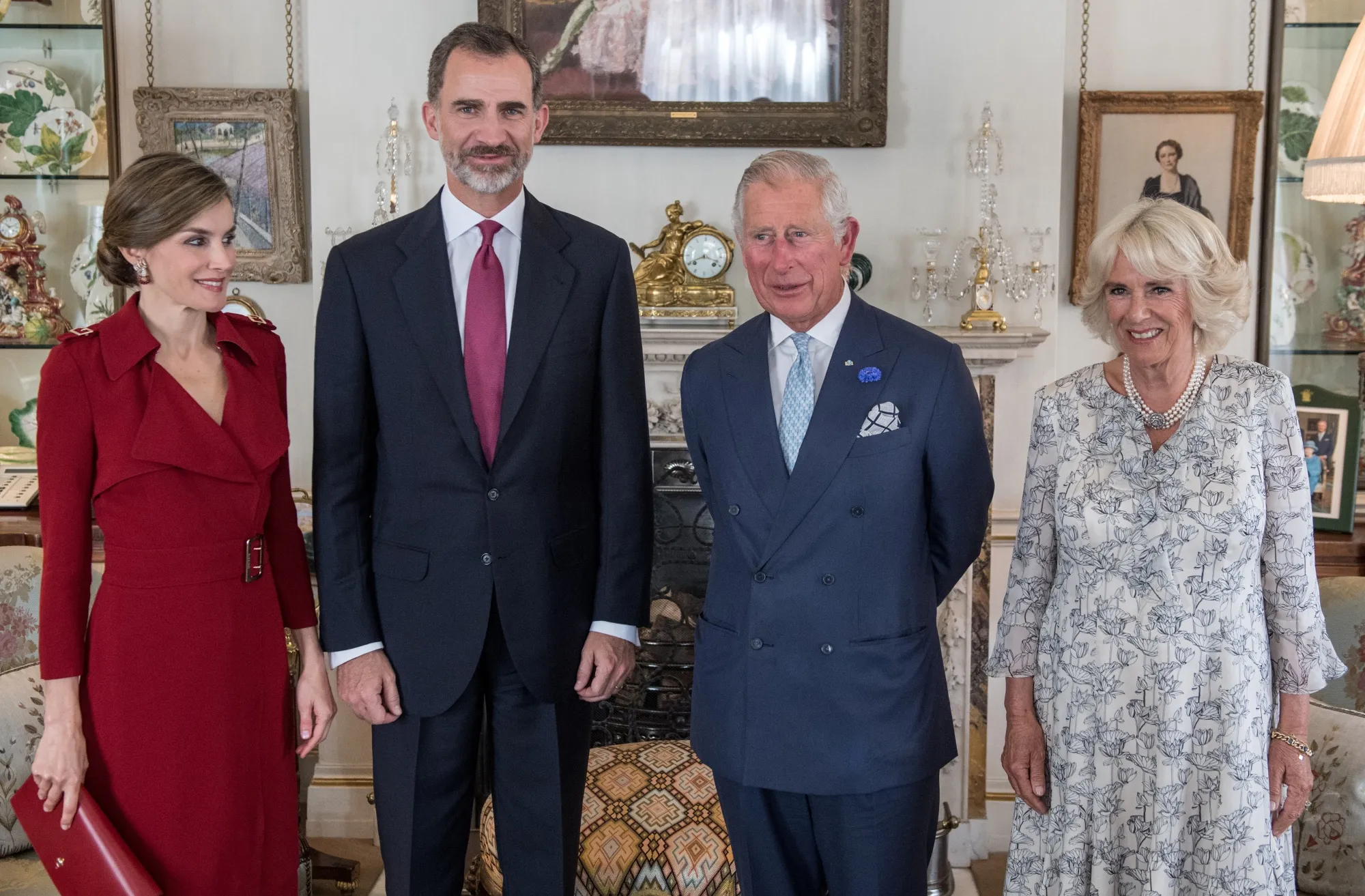 Felipe VI and Queen Letizia of Spain with Charles and Camilla in 2017.