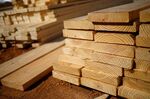 A pile of lumber outside a house under construction at the Norton Commons subdivision in Louisville, Kentucky, US.