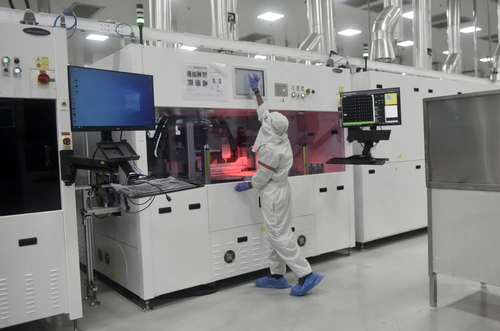 The production line at the Tata Power Co. 4.3 GW Solar Cell and Module Manufacturing Plant in Tirunelveli, India.