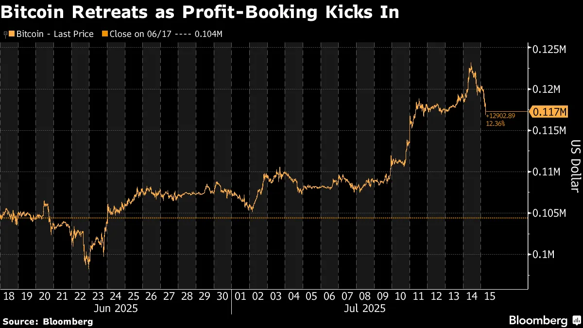 Bitcoin Pulls Back as Record Rally Triggers Profit Taking - Bloomberg