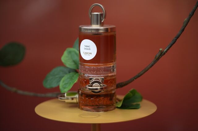 A bottle of Tabec Exquis in the window of the  perfume house Caron in Paris.