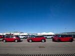 Finished Mini automobiles at BMW’s final assembly plant near Oxford, England.