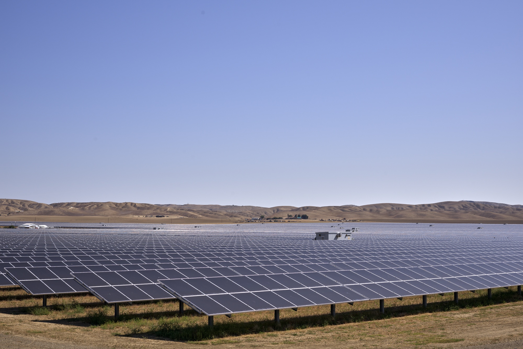 Solar panels at the Avenal Solar Facility in Avenal, California, on April 29, 2022.