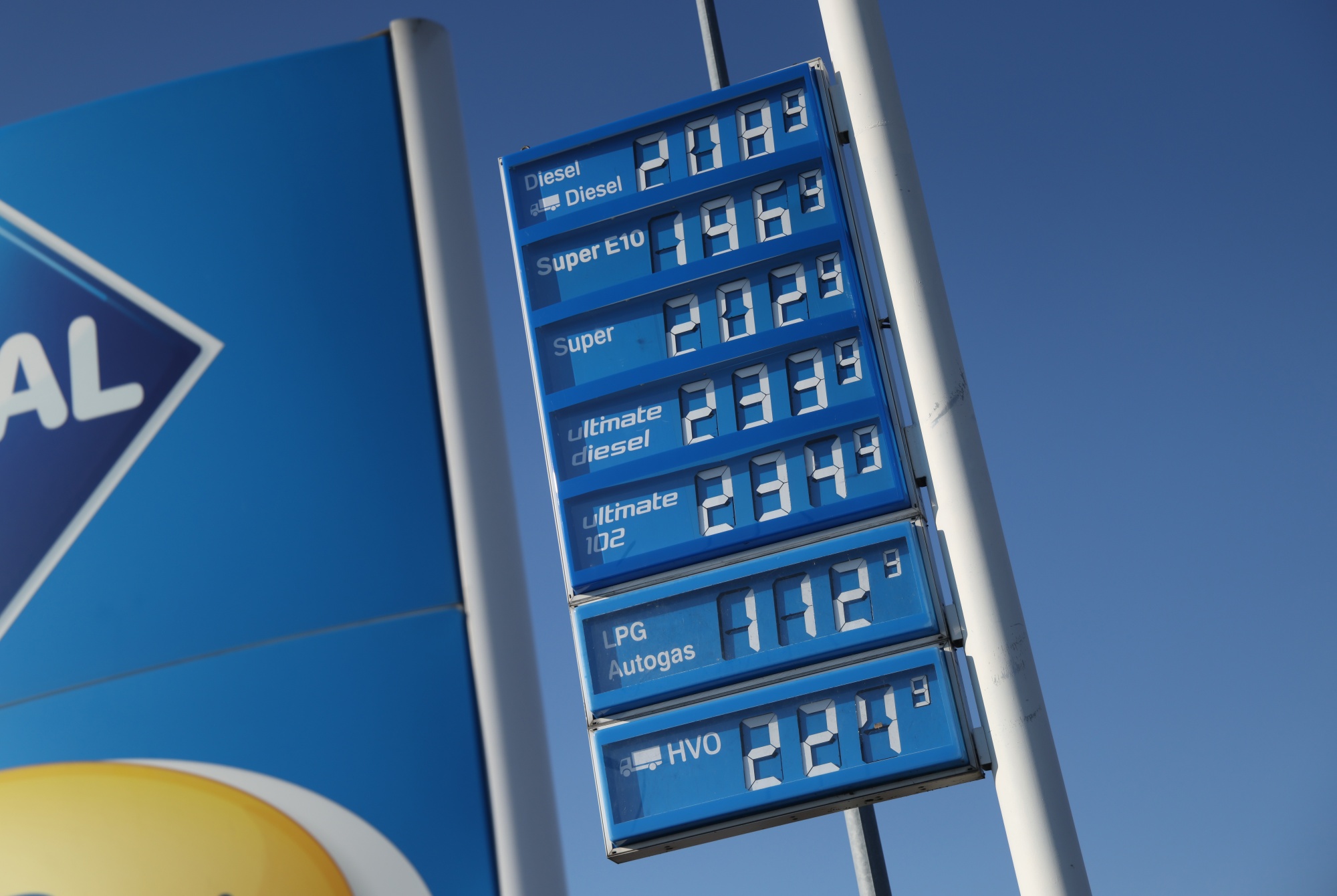 Prices at a petrol station in Germany.