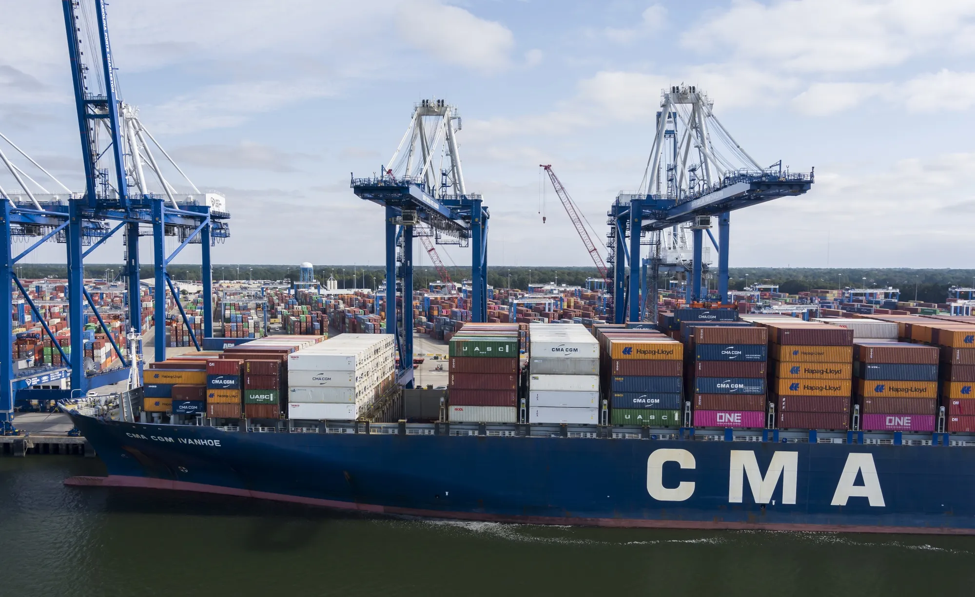 A container ship docked at the Port of Charleston in South Carolina last year.&nbsp;