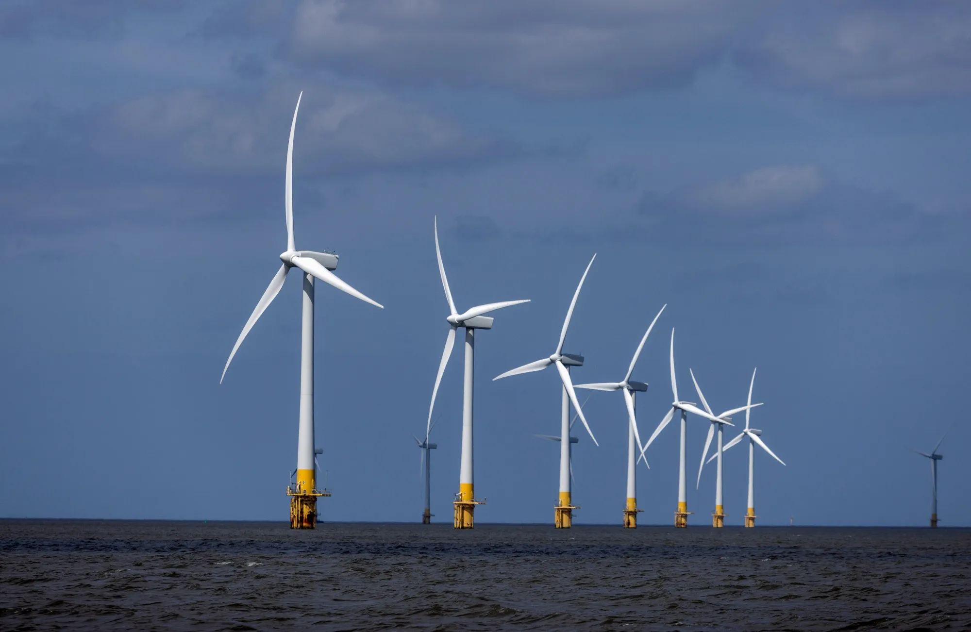 Offshore wind turbines near Great Yarmouth, UK.